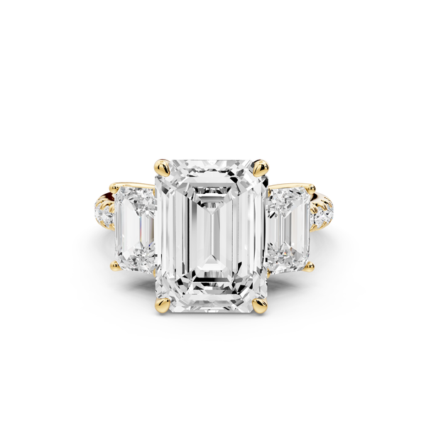Mia - 4ct 14k yellow gold emerald Trellis Basket Diamond Pavé half band Engagement Ring