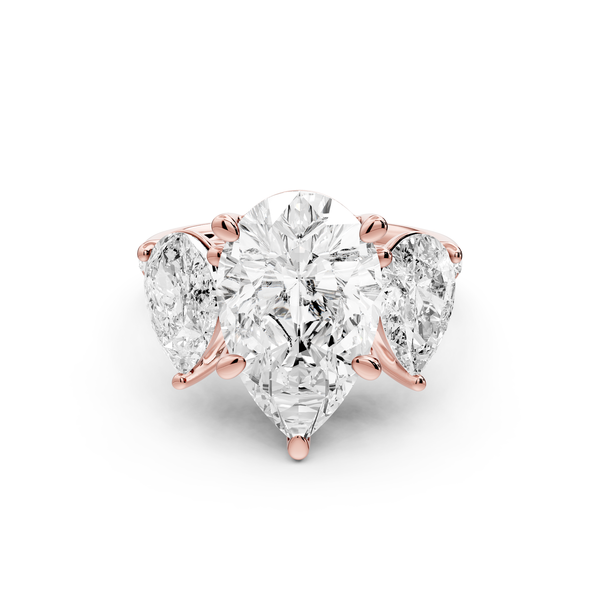 Mia - 4ct 14k rose gold pear Trellis Basket Diamond Pavé half band Engagement Ring