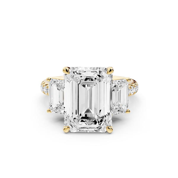 Mia - 5ct 14k yellow gold emerald Trellis Basket Diamond Pavé half band Engagement Ring