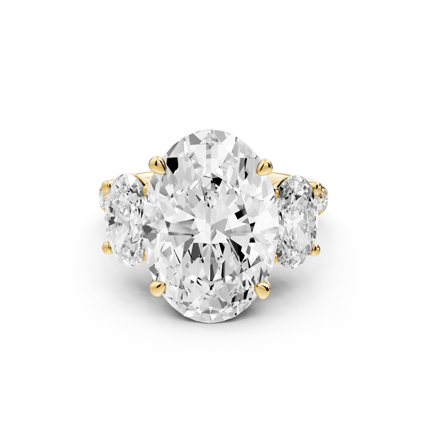 Mia - 5ct 14k yellow gold oval Trellis Basket Diamond Pavé half band Engagement Ring