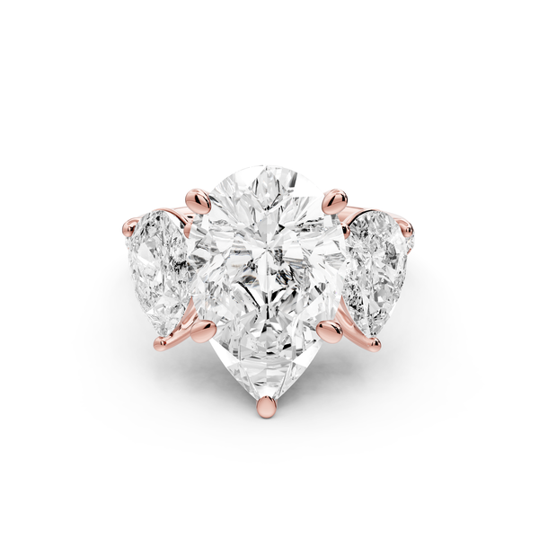 Mia - 5ct 14k rose gold pear Trellis Basket Diamond Pavé half band Engagement Ring