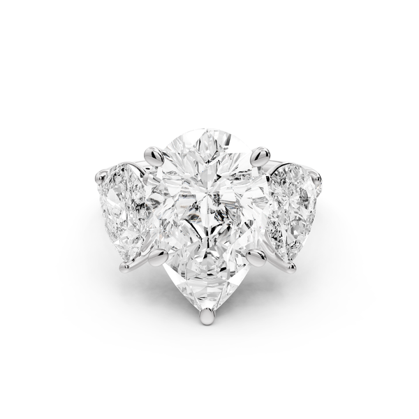 Mia - 5ct 14k white gold pear Trellis Basket Diamond Pavé half band Engagement Ring