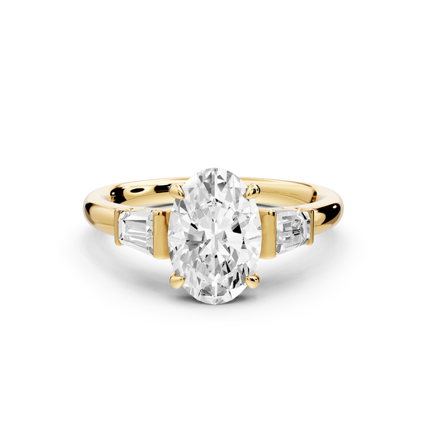 Naomi - 2ct 14k yellow gold oval diamond with Tapered Baguettes side stones Engagement Ring