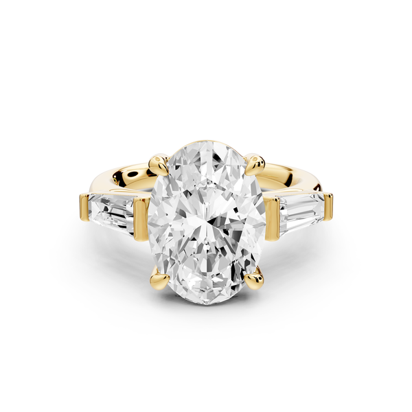 Naomi - 4ct 14k yellow gold oval diamond with Tapered Baguettes side stones Engagement Ring