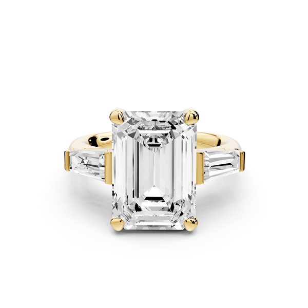 Naomi - 5ct 14k yellow gold emerald diamond with Tapered Baguettes side stones Engagement Ring