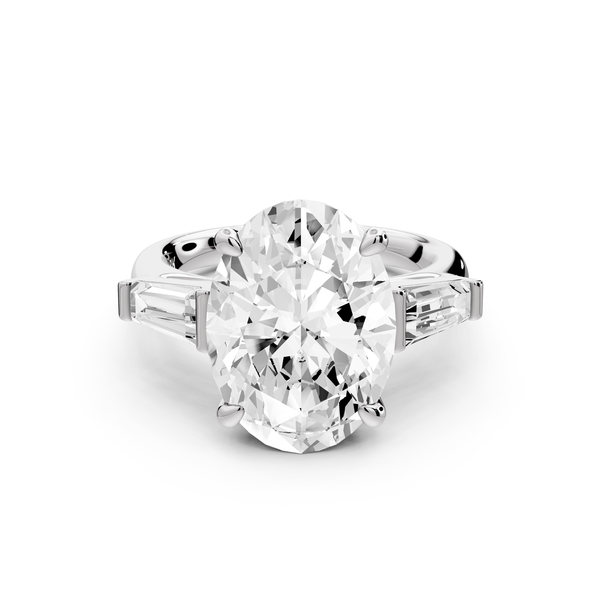 Naomi - 5ct 14k white gold oval diamond with Tapered Baguettes side stones Engagement Ring
