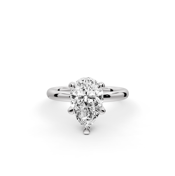 Shira - 2ct 14k white gold pear diamond with hidden halo and diamond crown talon prong solitaire Engagement ring