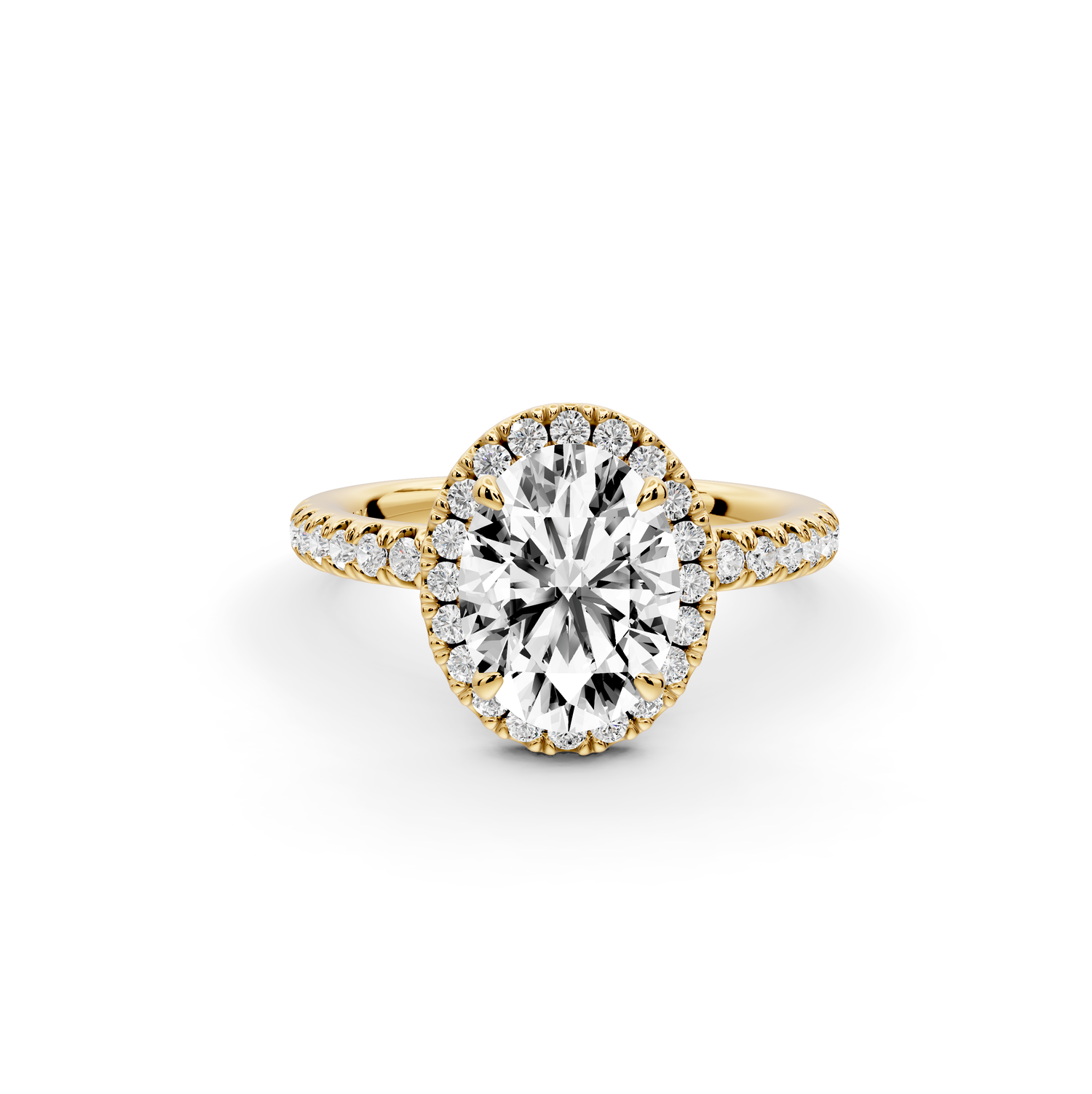 Marina - 2ct 14k yellow gold oval halo Pavé half band Engagement ring