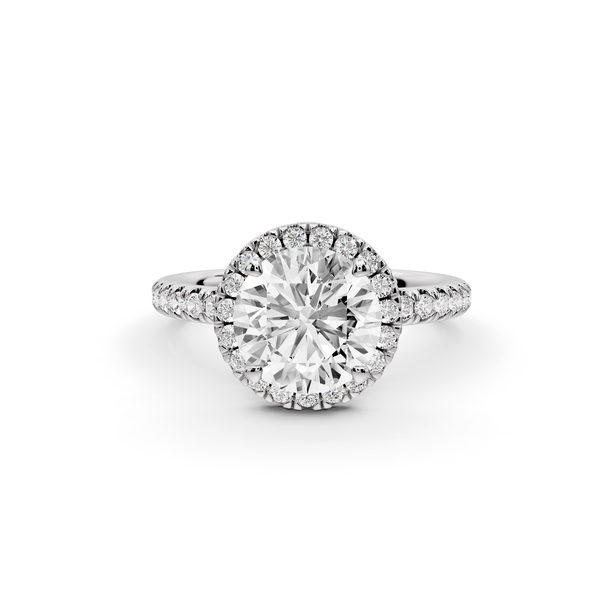 Marina - 2ct 14k white gold round halo Pavé half band engagment ring