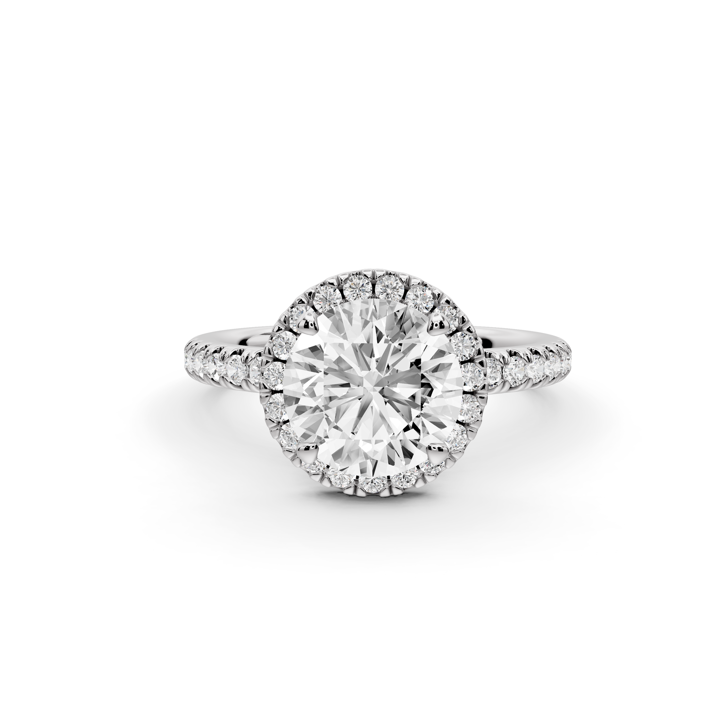 Marina - 2ct 14k white gold round halo Pavé half band engagment ring