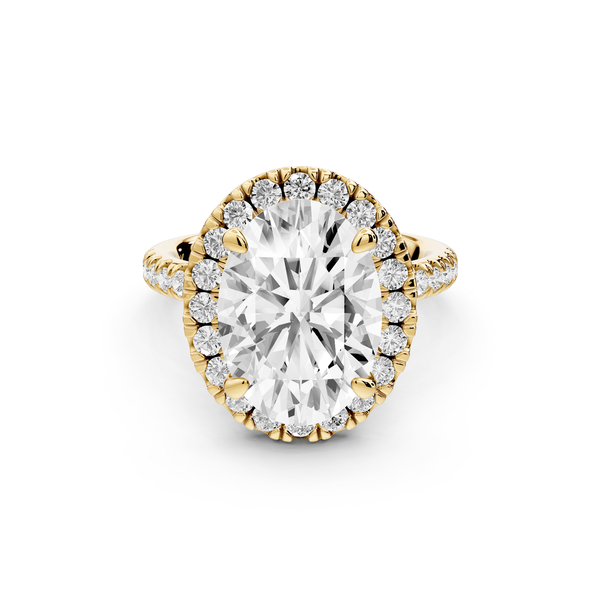 Marina - 3ct 14k yellow gold oval halo Pavé half band Engagement ring