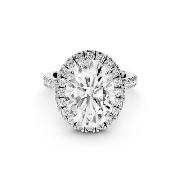 Marina - 4ct 14k white gold oval halo Pavé half band Engagement ring