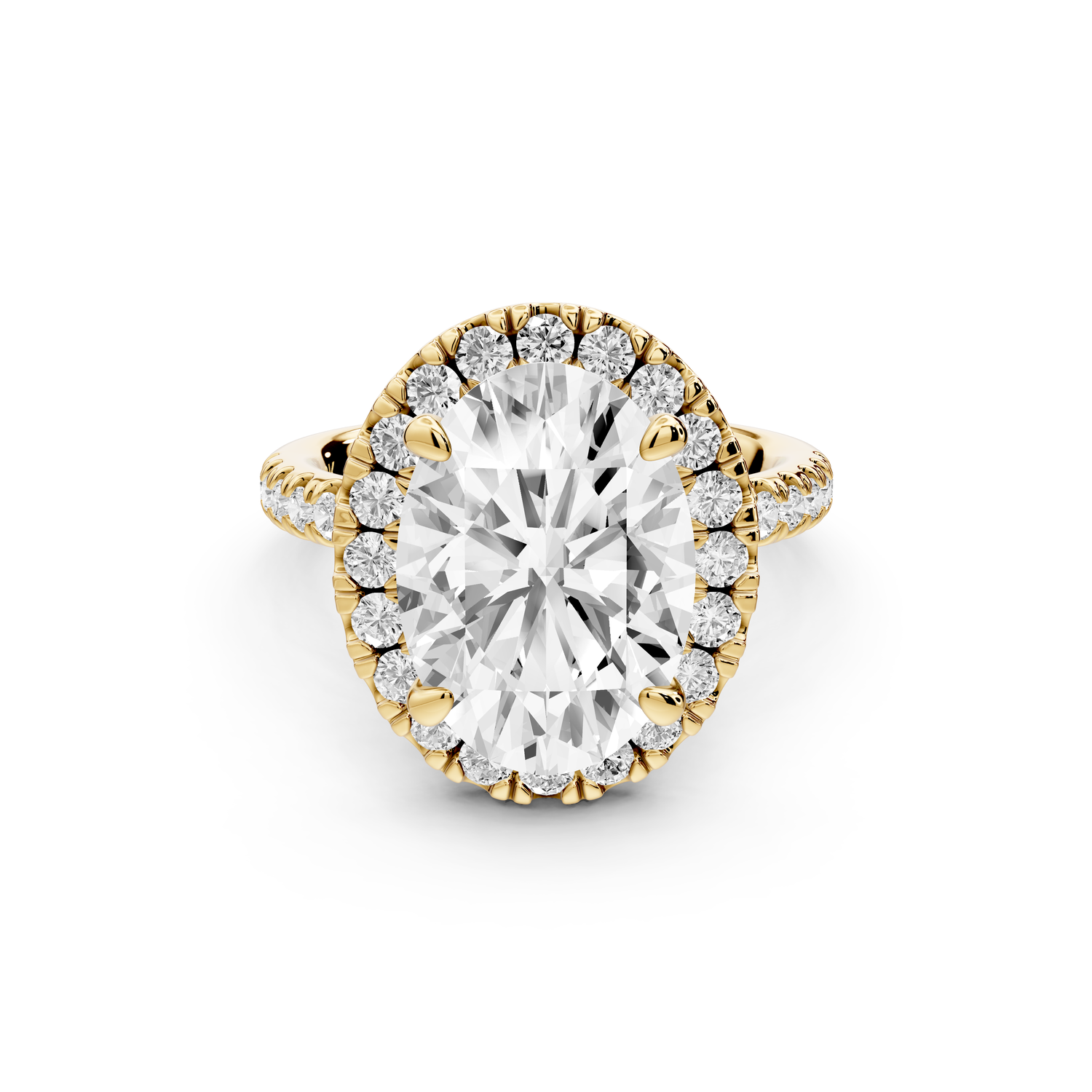 Marina - 4ct 14k yellow gold oval halo Pavé half band Engagement ring