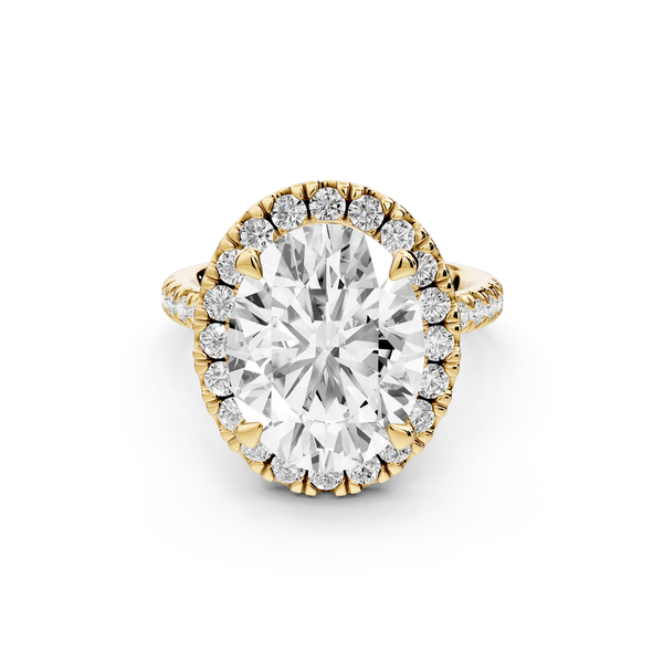 Marina - 5ct 14k yellow gold oval halo Pavé half band Engagement ring