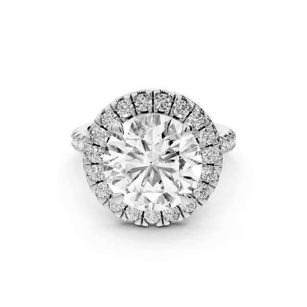 Marina - 5ct 14k white gold round halo Pavé half band engagment ring