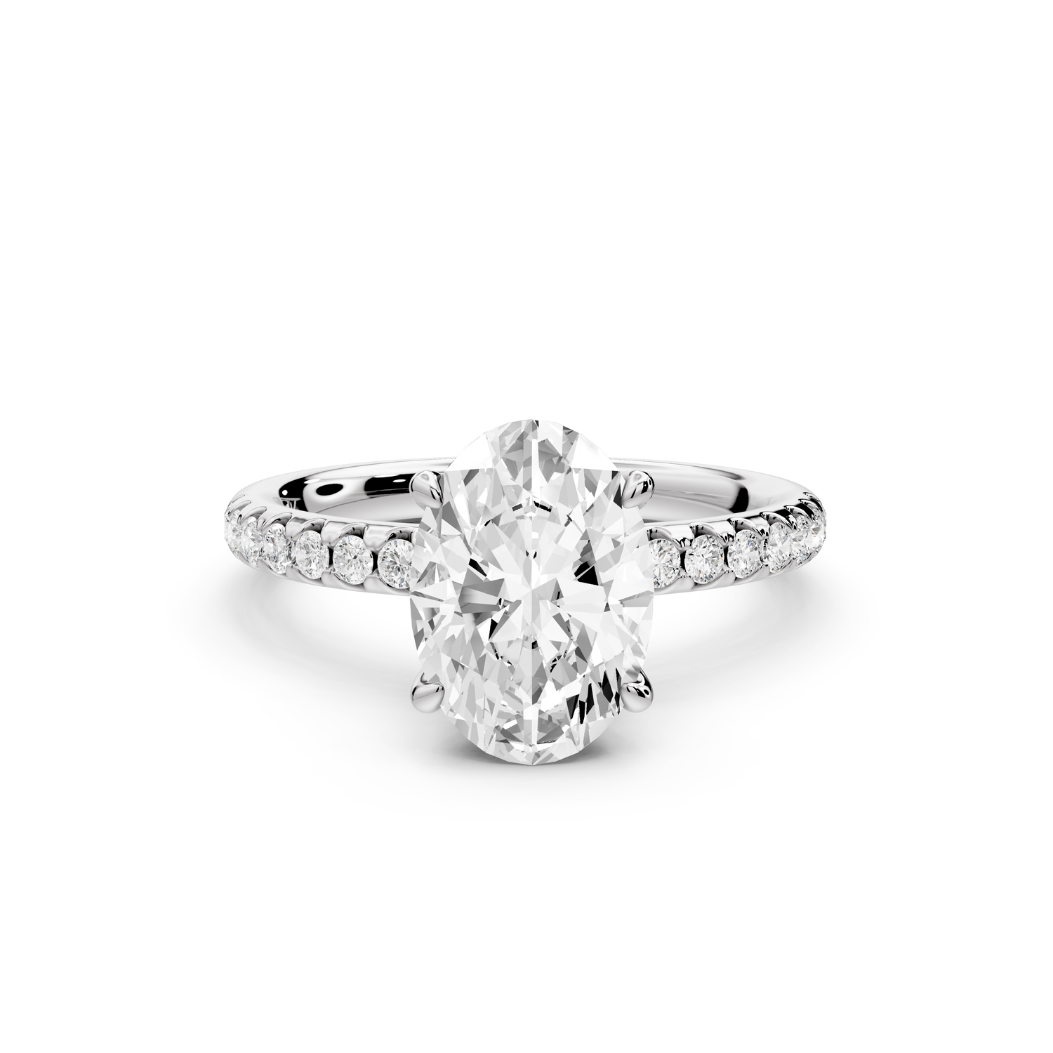 Arina - 2ct 14k white gold oval Diamond with a wrap around halo and pavé Engagement ring