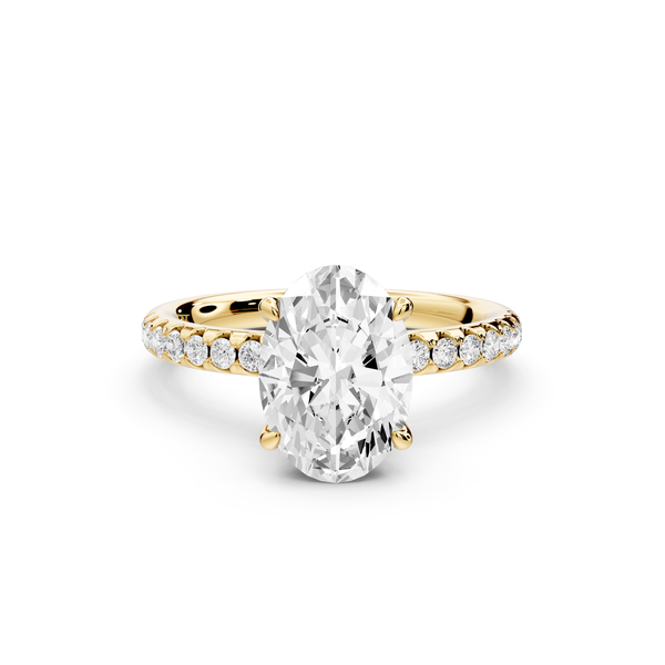 Arina - 2ct 14k yellow gold oval Diamond with a wrap around halo and pavé Engagement ring