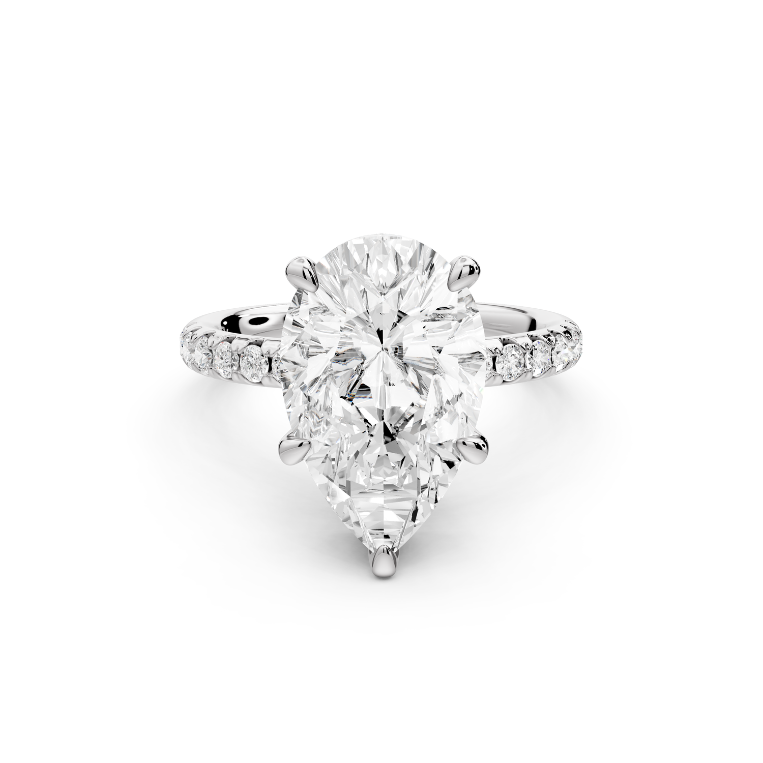 Arina - 3ct 14k white gold pear Diamond with a wrap around halo and pavé Engagement ring