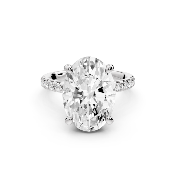 Arina - 5ct 14k white gold oval Diamond with a wrap around halo and pavé Engagement ring