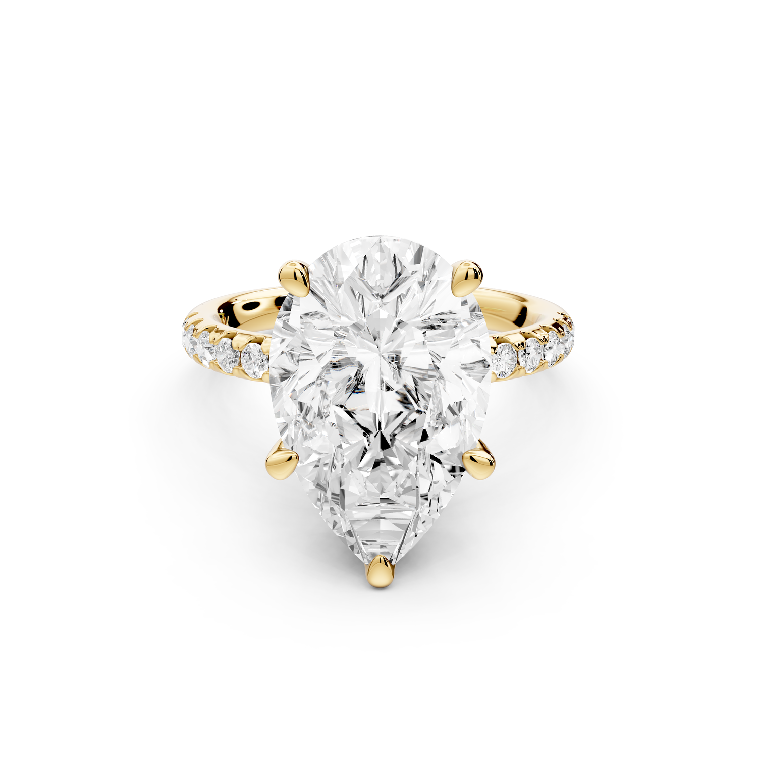 Arina - 5ct 14k yellow gold pear Diamond with a wrap around halo and pavé Engagement ring