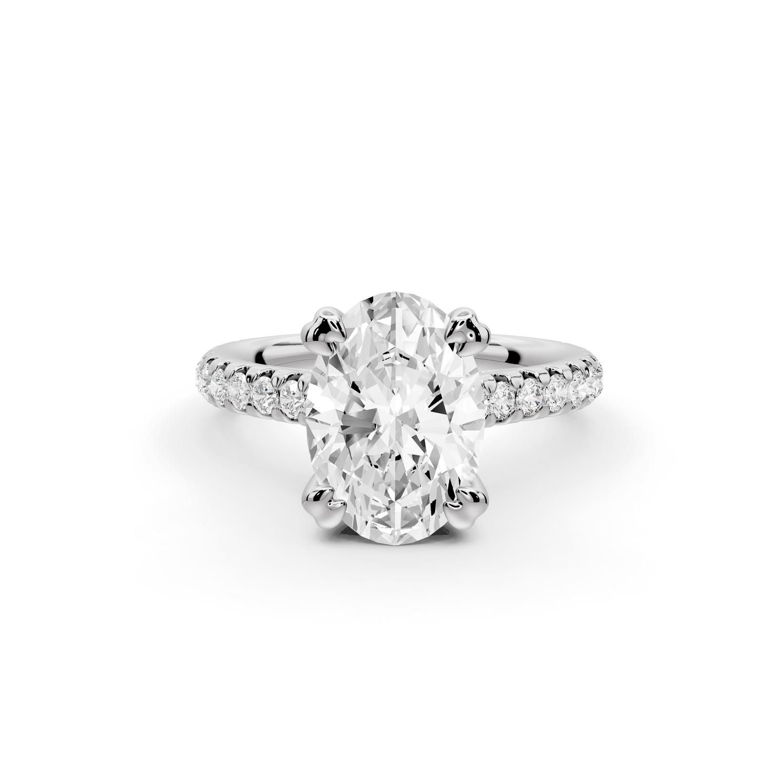 Isabella - 2ct 14k white gold oval hidden halo diamond bridge cathedral Pavé Engagement ring