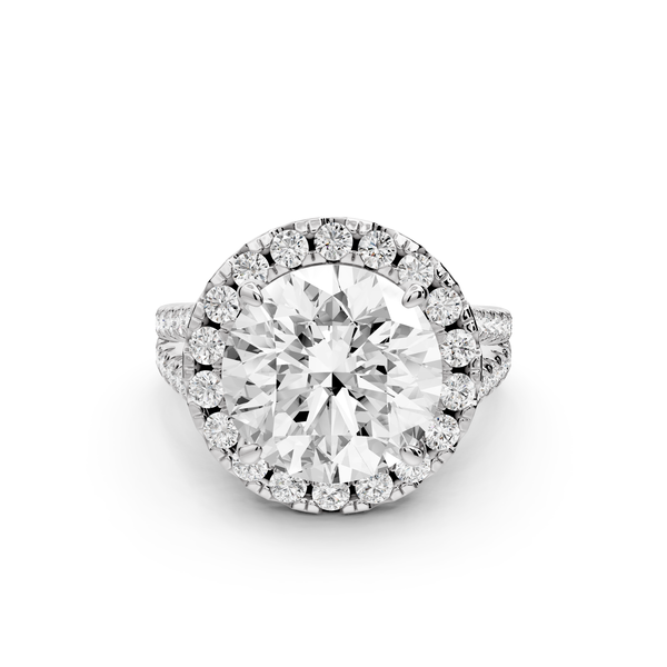 Gabrielle - 5ct 14k white gold round Diamond Graduated Halo Pavé Split Shank Engagement Ring