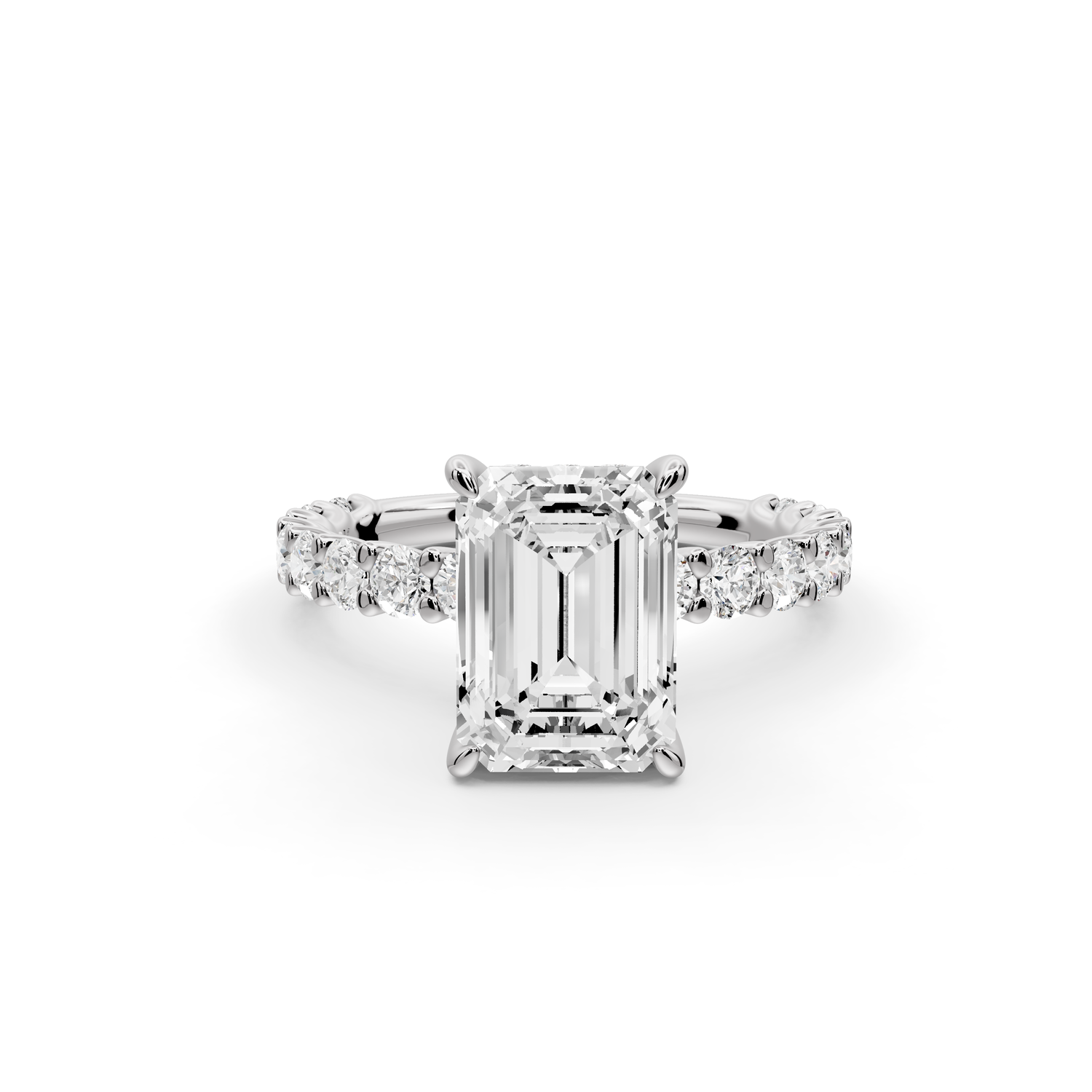 Siena - 2ct 14k white gold emerald Hidden Halo with Shared Prong Pavé Engagement Ring