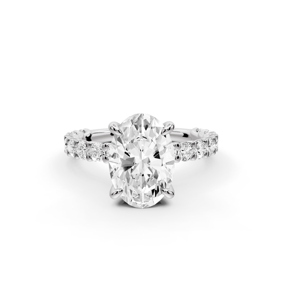 Siena - 2ct 14k white gold oval Hidden Halo with Shared Prong Pavé Engagement Ring