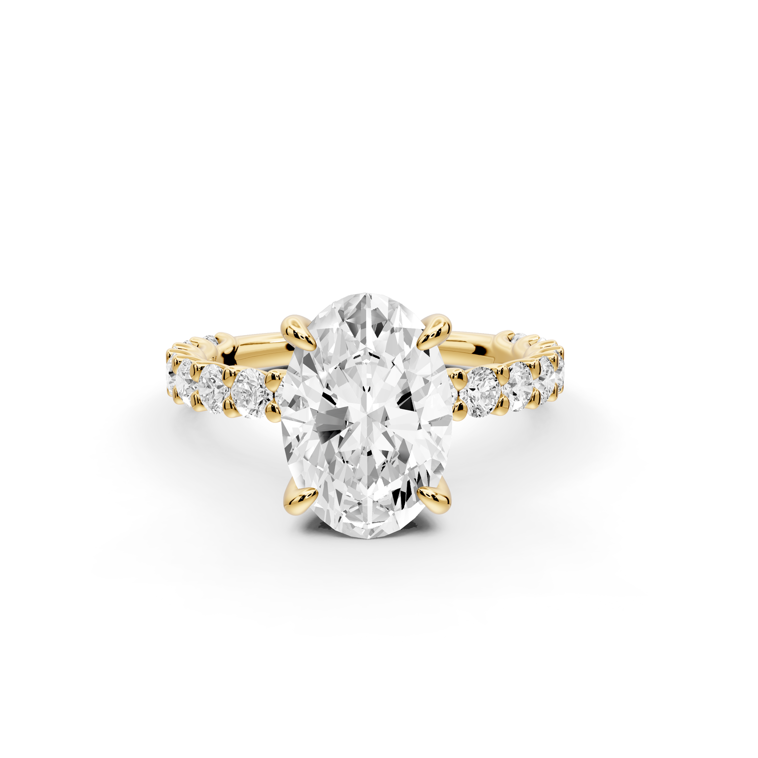 Siena - 2ct 14k yellow gold oval Hidden Halo with Shared Prong Pavé Engagement Ring