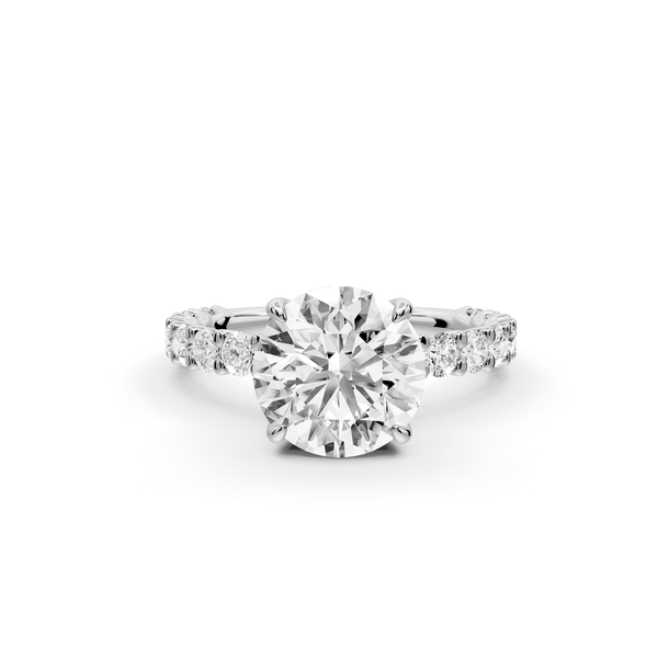 Siena - 2ct 14k white gold round Hidden Halo with Shared Prong Pavé Engagement Ring