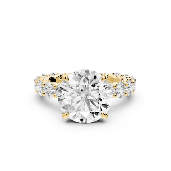 Siena - 4ct 14k yellow gold round Hidden Halo with Shared Prong Pavé Engagement Ring