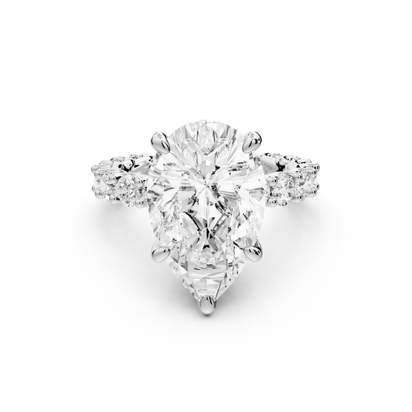 Siena - 5ct 14k white gold pear Hidden Halo with Shared Prong Pavé Engagement Ring