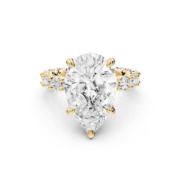 Siena - 5ct 14k yellow gold pear Hidden Halo with Shared Prong Pavé Engagement Ring