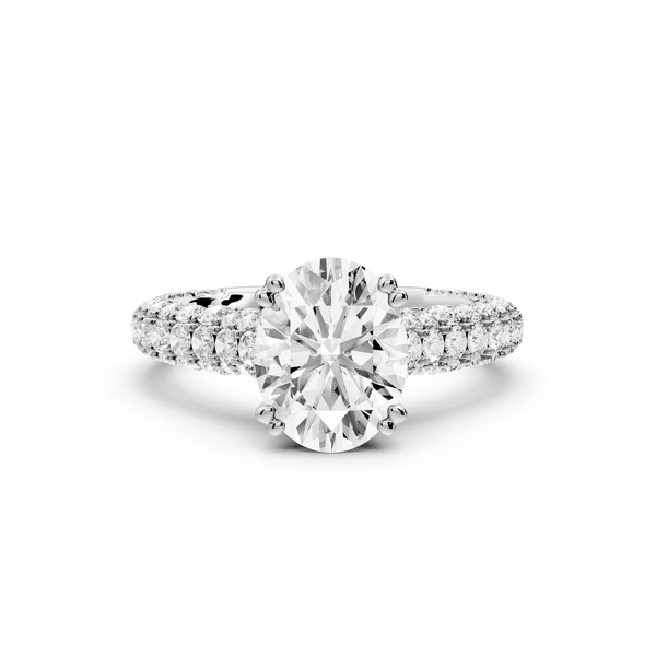 Clarissa - 2ct 14k white gold oval Diamond double talon prongs with a diamond bridge rollover pave cathedral engagment ring