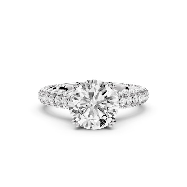 Clarissa - 2ct 14k white gold round Diamond double talon prongs with a diamond bridge rollover pave cathedral engagment ring