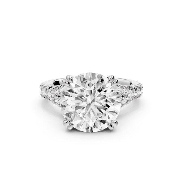 Rosalie - 4ct 14k white gold round Pavé Cathedral Hidden Halo with Diamond Bridge split shank Engagement Ring