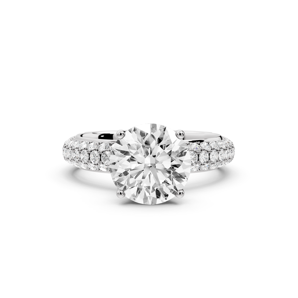 Evelina - 2ct 14k white gold round wrap around Halo Rollover Pavé Diamond Crown Engagement Ring