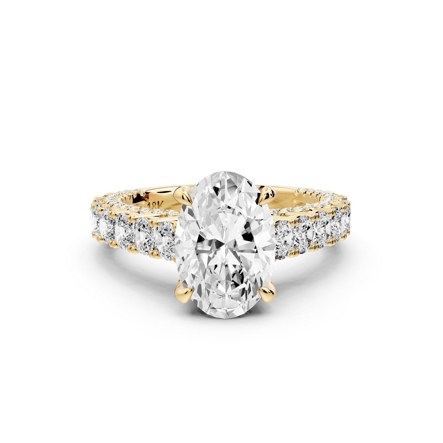 Ivy - 2ct 14k yellow gold oval Diamond Crown Cathedral Rollover Pavé Engagement Ring