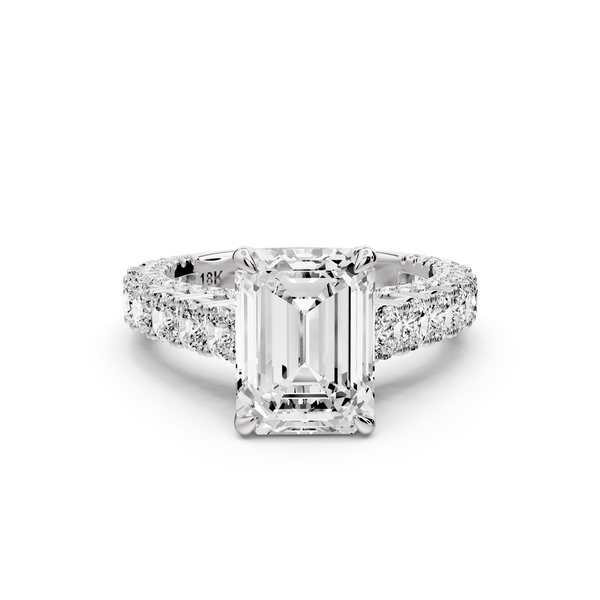 Ivy - 3ct 14k white gold emerald Diamond Crown Cathedral Rollover Pavé Engagement Ring