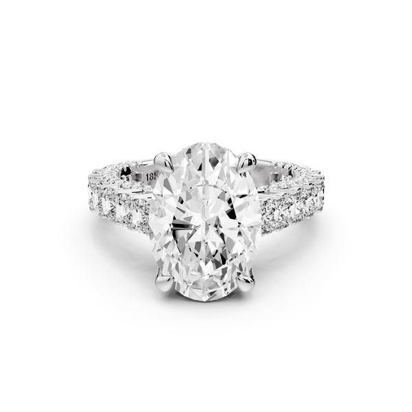 Ivy - 4ct 14k white gold oval Diamond Crown Cathedral Rollover Pavé Engagement Ring