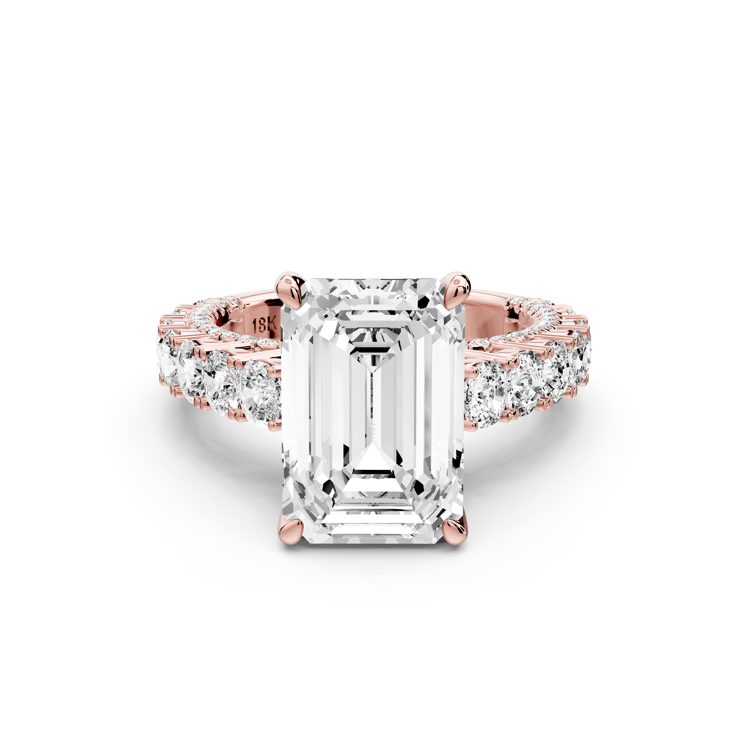 Ivy - 5ct 14k rose gold emerald Diamond Crown Cathedral Rollover Pavé Engagement Ring