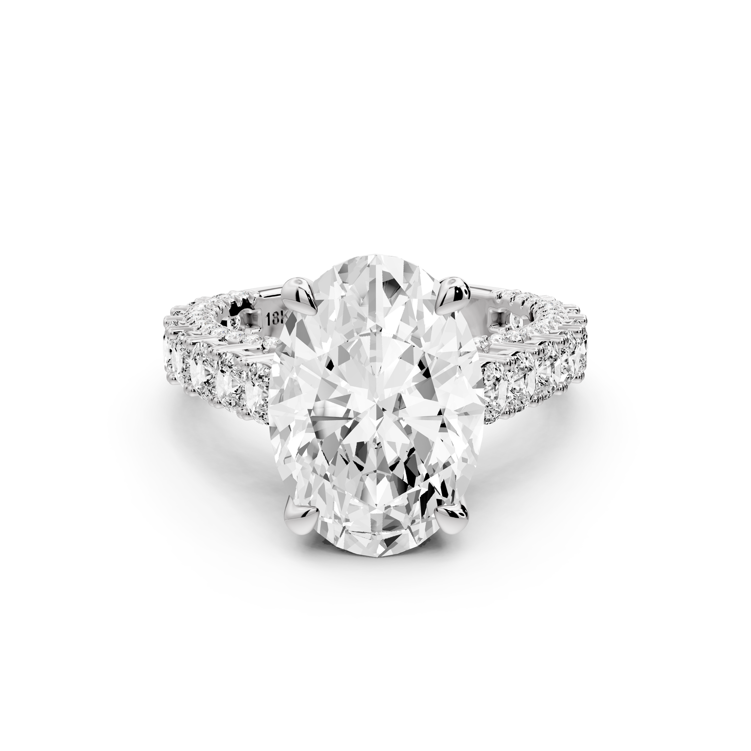 Ivy - 5ct 14k white gold oval Diamond Crown Cathedral Rollover Pavé Engagement Ring