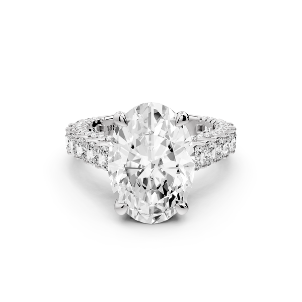 Ivy - 5ct 14k white gold oval Diamond Crown Cathedral Rollover Pavé Engagement Ring