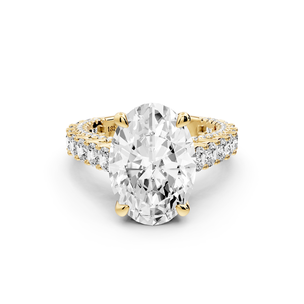 Ivy - 5ct 14k yellow gold oval Diamond Crown Cathedral Rollover Pavé Engagement Ring