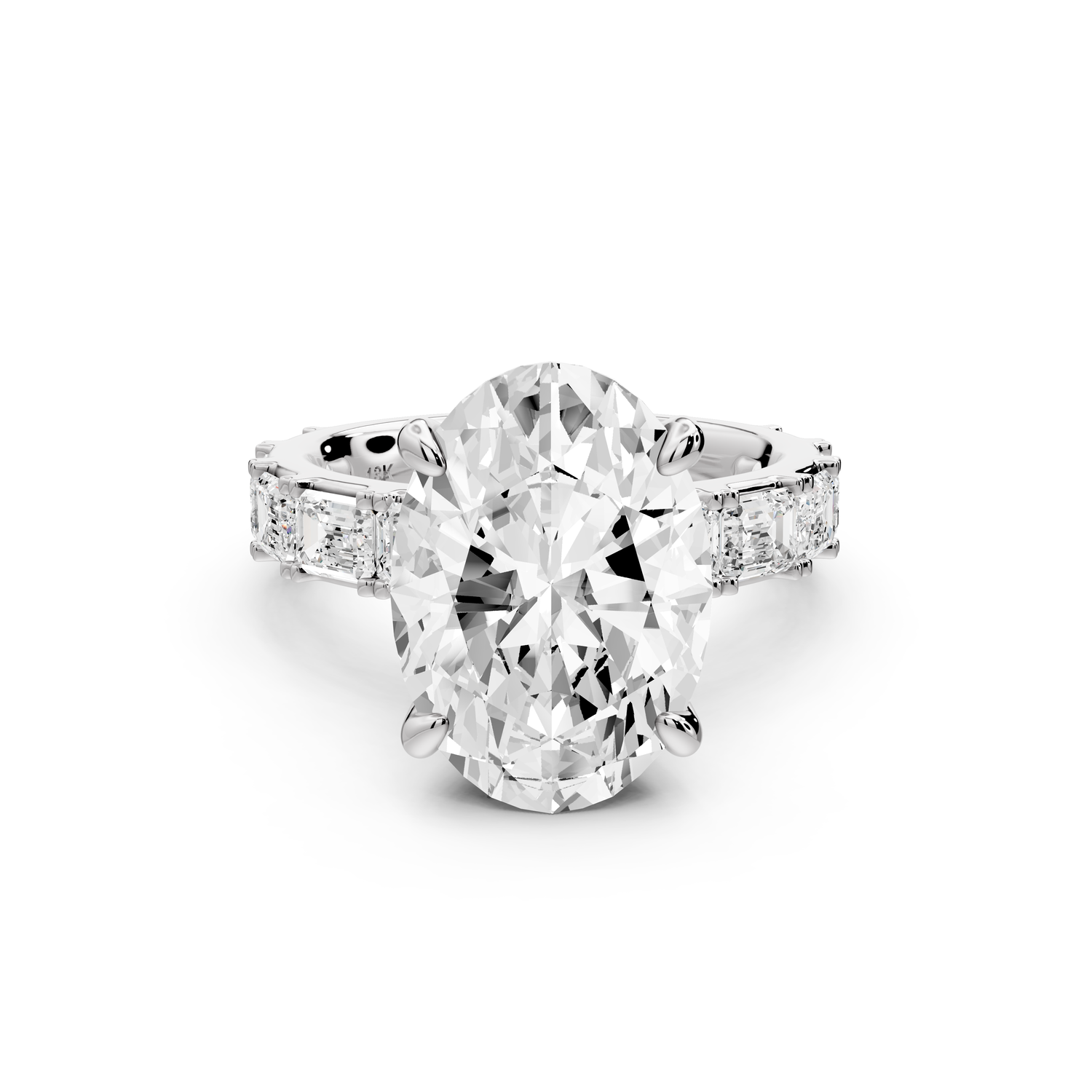 Nadia - 5ct 14k white gold oval diamond with east-west emerald cut accent stones engagement ring