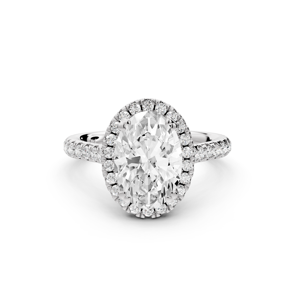 Marcella - 2ct 14k white gold oval halo double talon prong cathedral Pavé engagement ring
