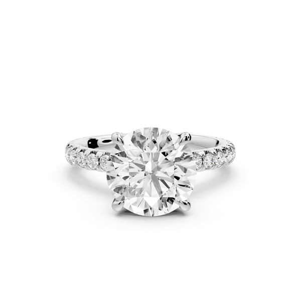 Jade - 3ct 14k white gold round hidden halo diamond crown and bridge Pavé engagement ring