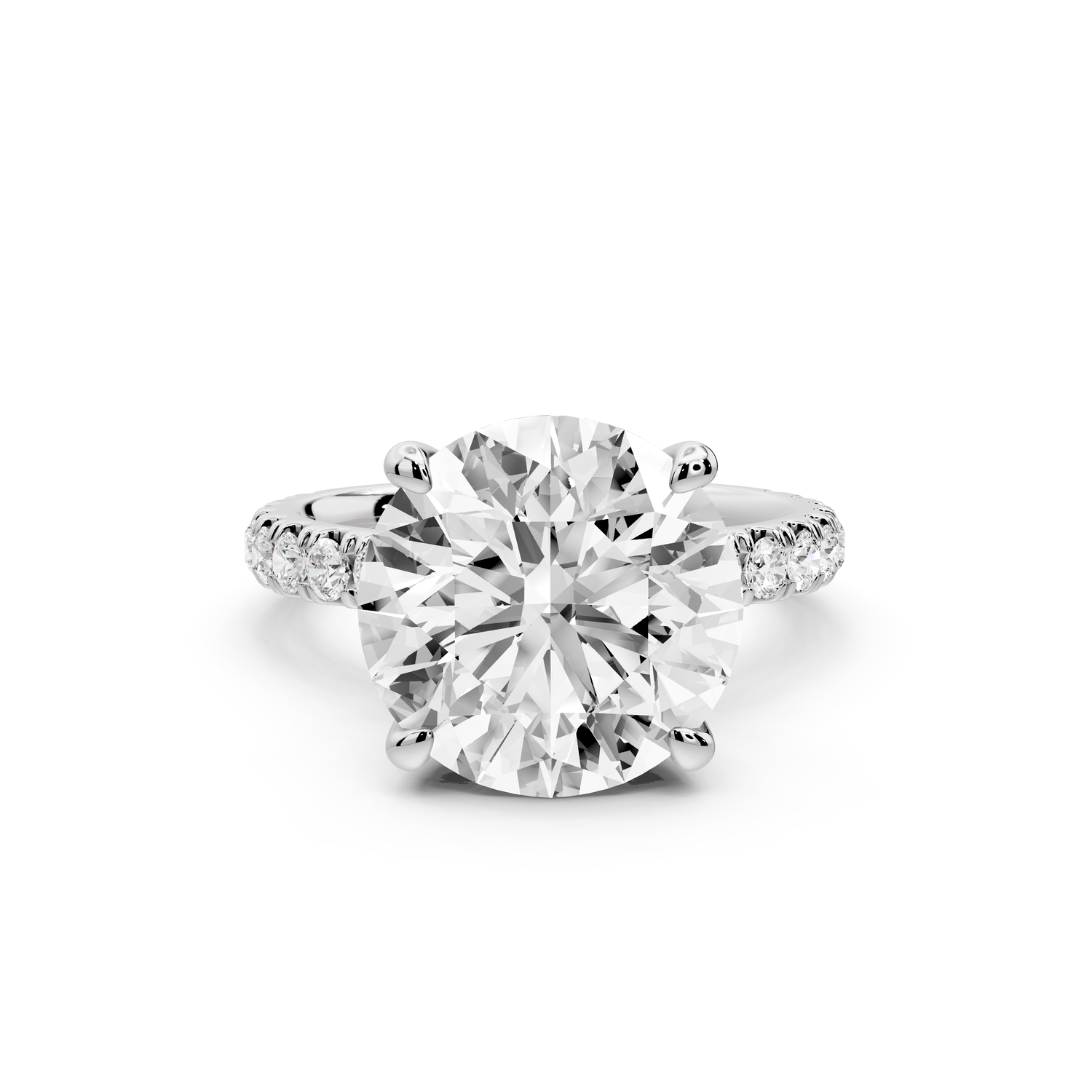 Jade - 5ct 14k white gold round hidden halo diamond crown and bridge Pavé engagement ring