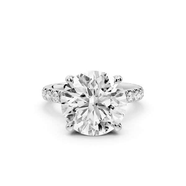 Jade - 5ct 14k white gold round hidden halo diamond crown and bridge Pavé engagement ring