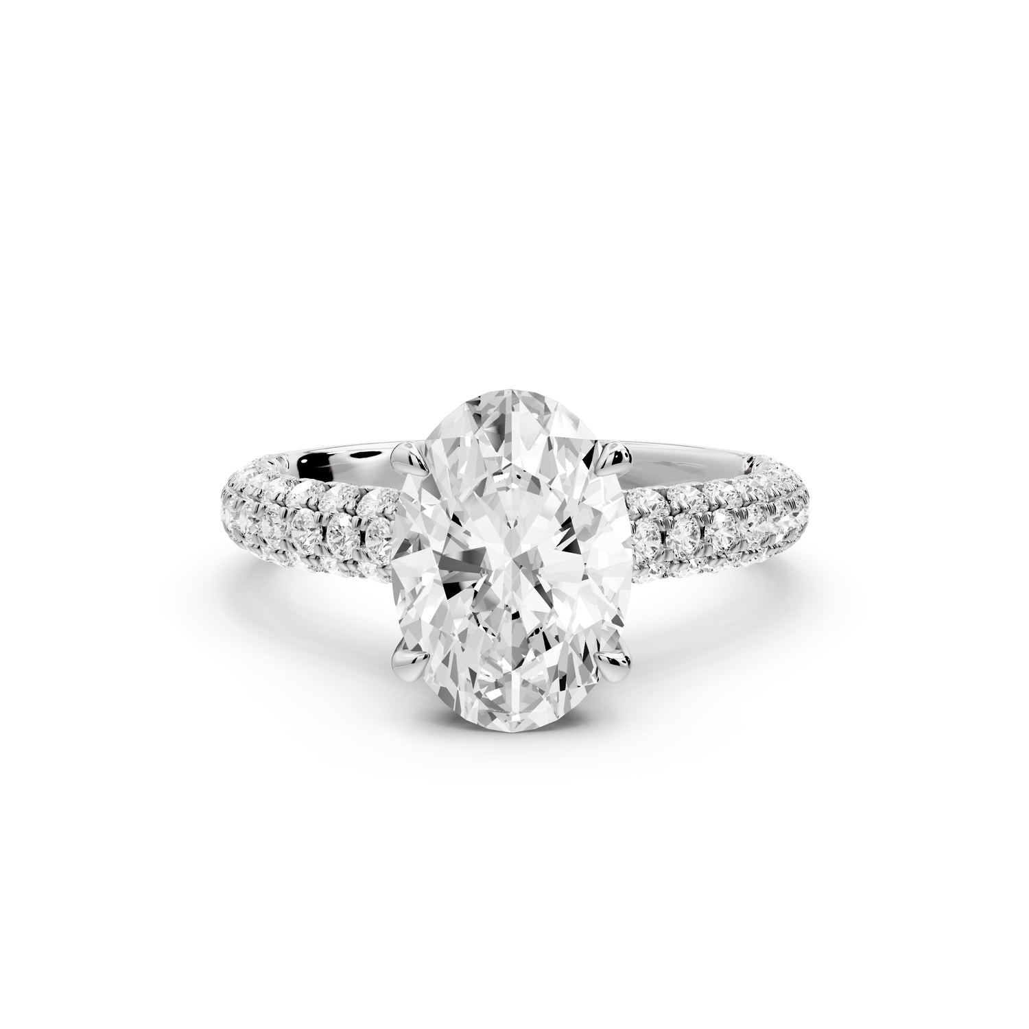 Amoria - 2ct 14k white gold oval Diamond Engagement Ring with Pavé Band & Hidden Halo